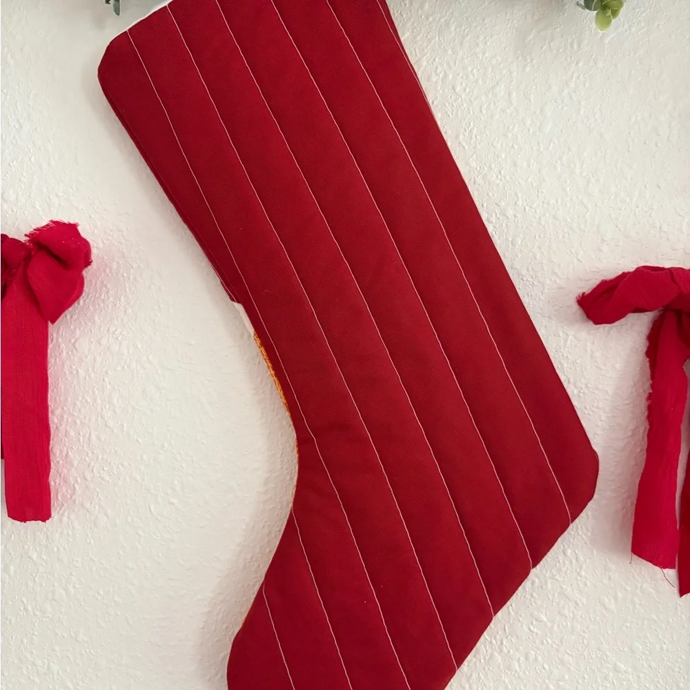 Festive Red and Orange Holiday Stocking
